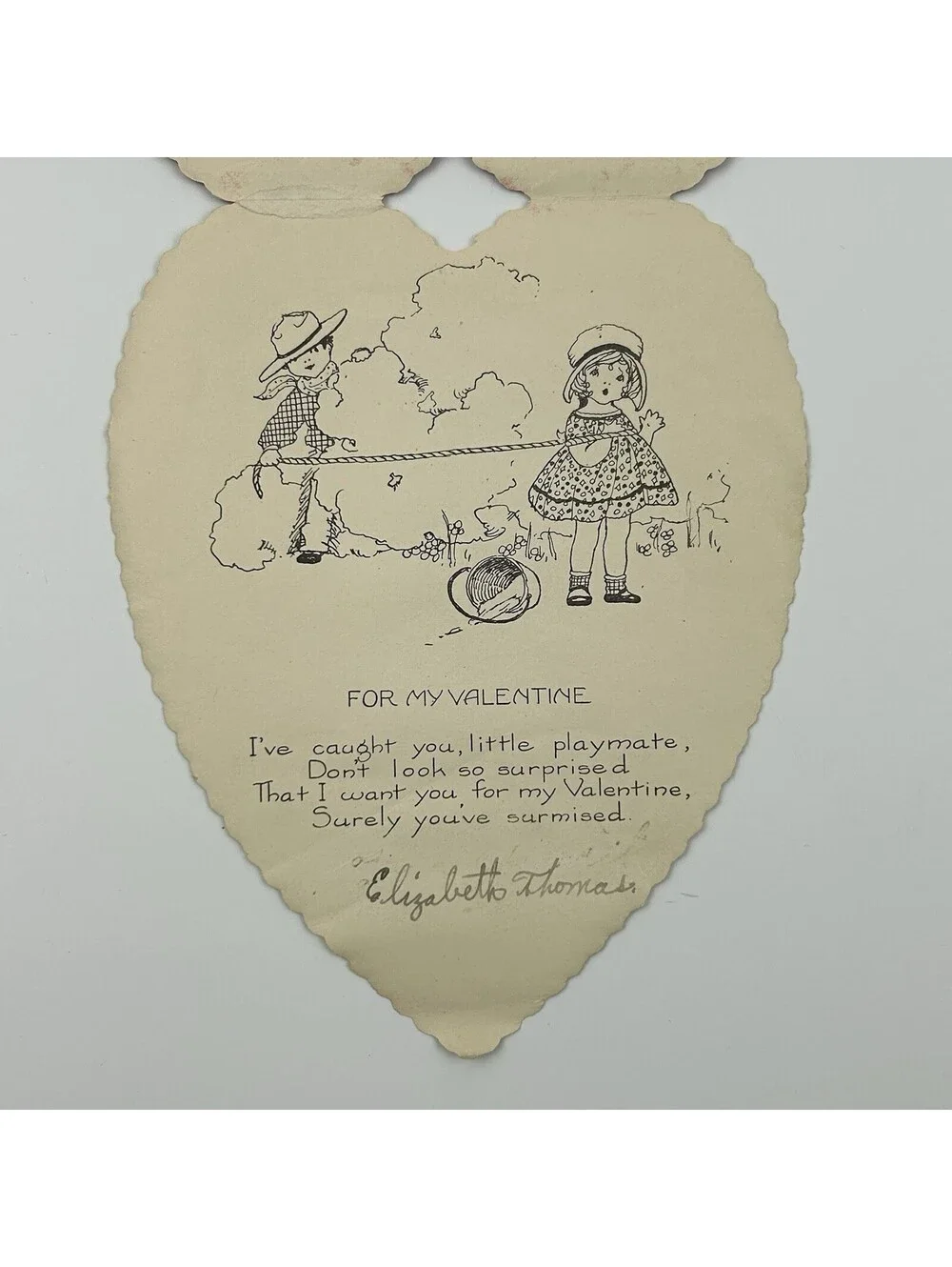 Antique Whitney Made Worcester Mass Mechanical Valentine Card Die Cut 1920s  N-2